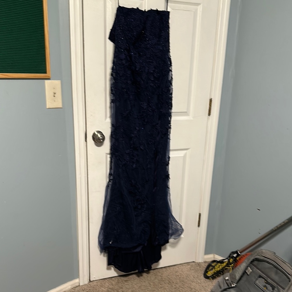 Navy Blue Prom/Formal dress with straight design and corset style lace up back